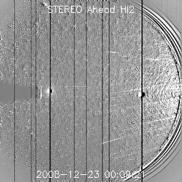 Debris seen by STEREO Ahead HI2
