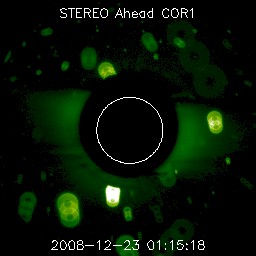 Debris seen by STEREO Ahead COR1