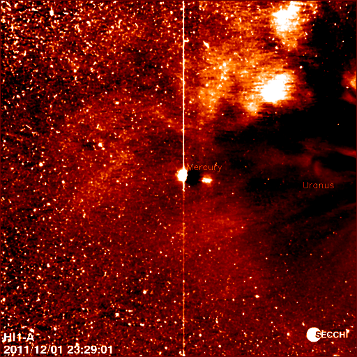 STEREO Ahead HI1 image showing artifact next to Mercury