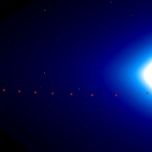 Predicted position of Comet ISON in HI1-A