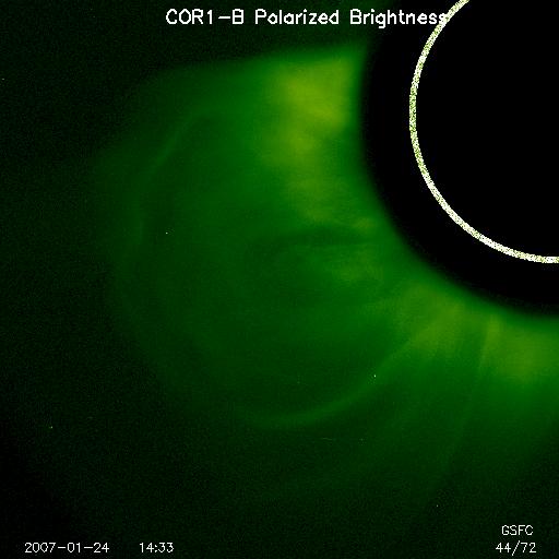 COR1-B North-East Quadrant showing CME thumbnail