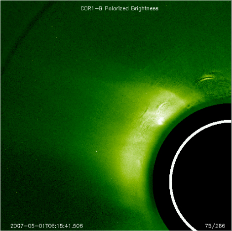 COR1-B North-East Quadrant showing CME thumbnail