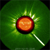 Comet Lovejoy as captured by COR1 on STEREO Behind thumbnail