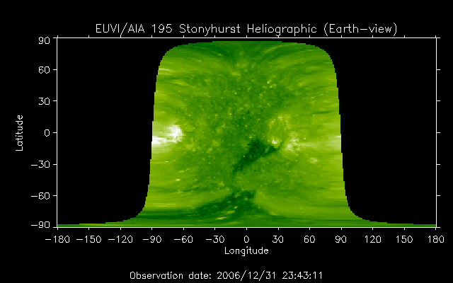 EUVI 195 heliographic map