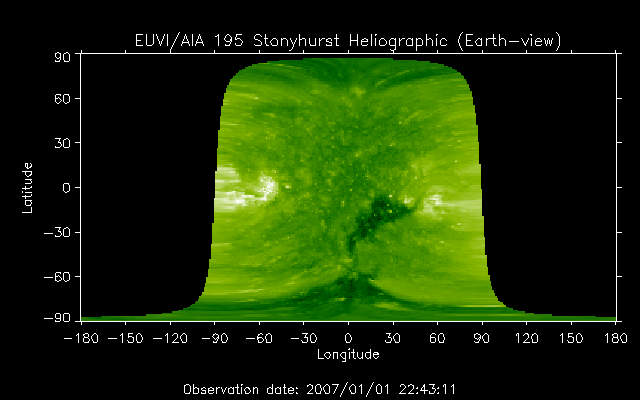 EUVI 195 heliographic map