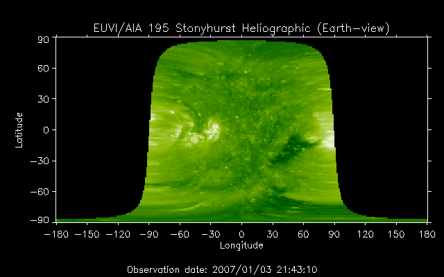 EUVI 195 heliographic map