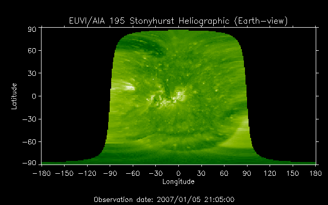 EUVI 195 heliographic map