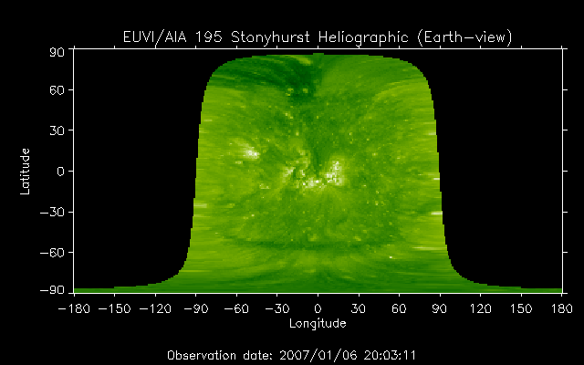 EUVI 195 heliographic map
