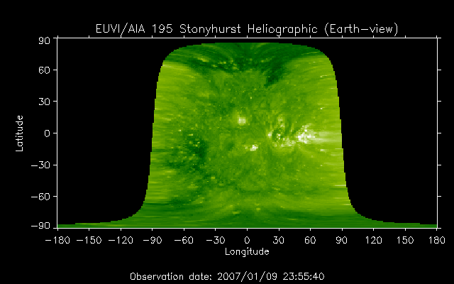 EUVI 195 heliographic map