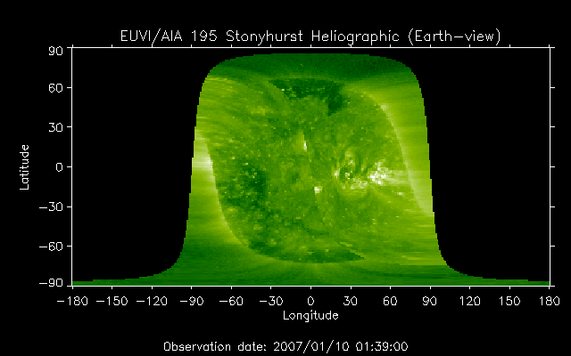 EUVI 195 heliographic map