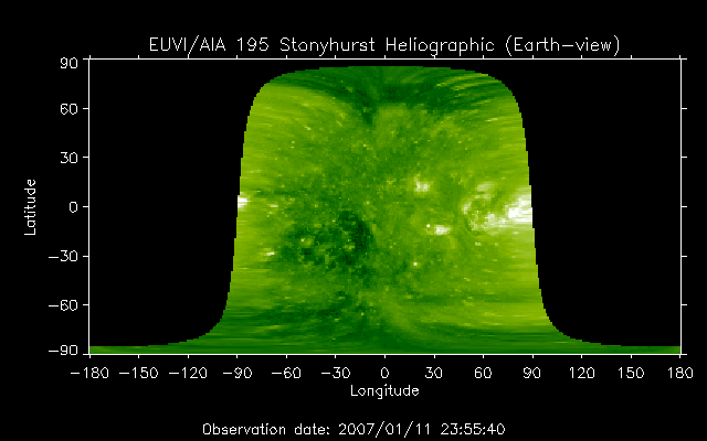 EUVI 195 heliographic map