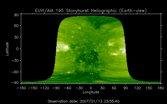 EUVI 195 heliographic map