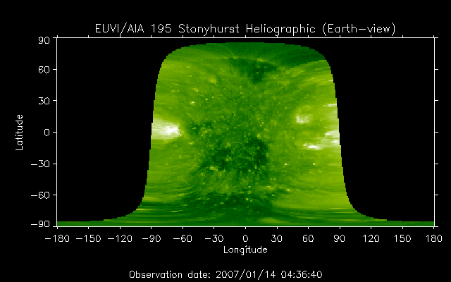 EUVI 195 heliographic map