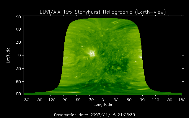 EUVI 195 heliographic map
