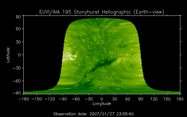 EUVI 195 heliographic map