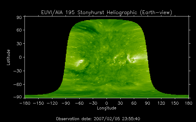 EUVI 195 heliographic map