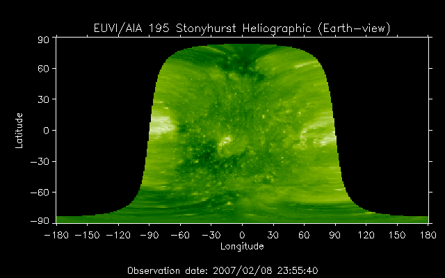 EUVI 195 heliographic map