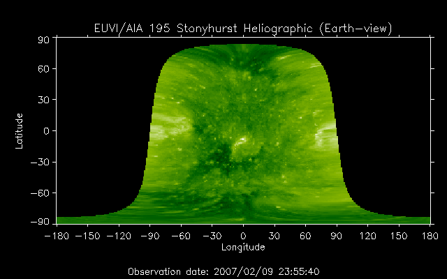 EUVI 195 heliographic map