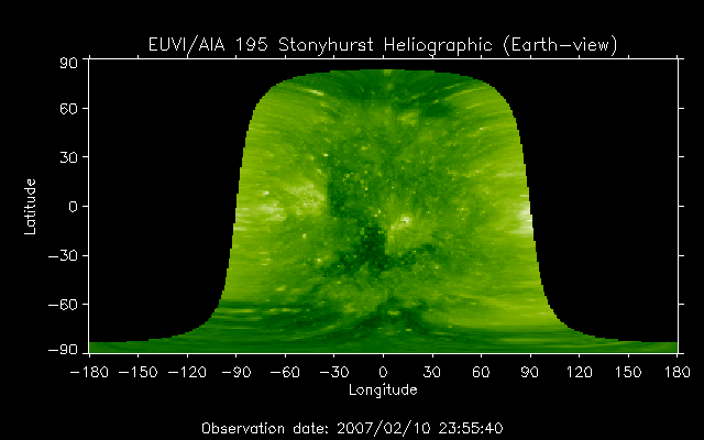 EUVI 195 heliographic map