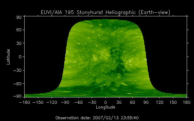 EUVI 195 heliographic map