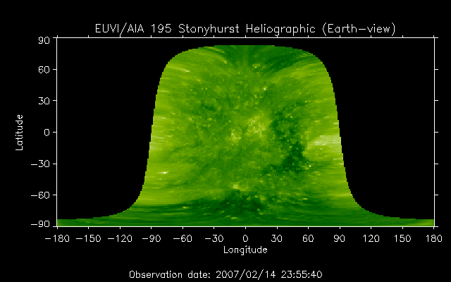 EUVI 195 heliographic map