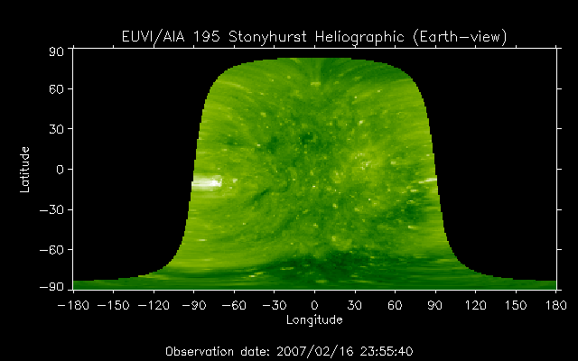 EUVI 195 heliographic map