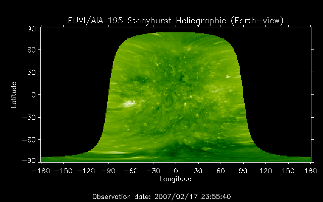 EUVI 195 heliographic map