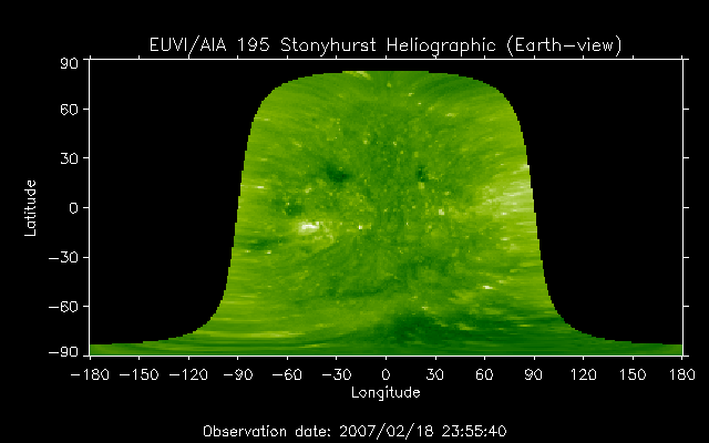 EUVI 195 heliographic map