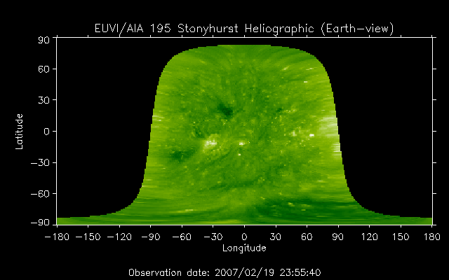 EUVI 195 heliographic map