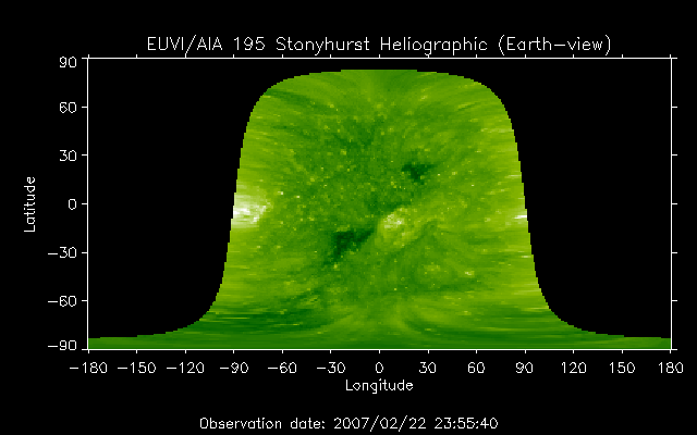 EUVI 195 heliographic map