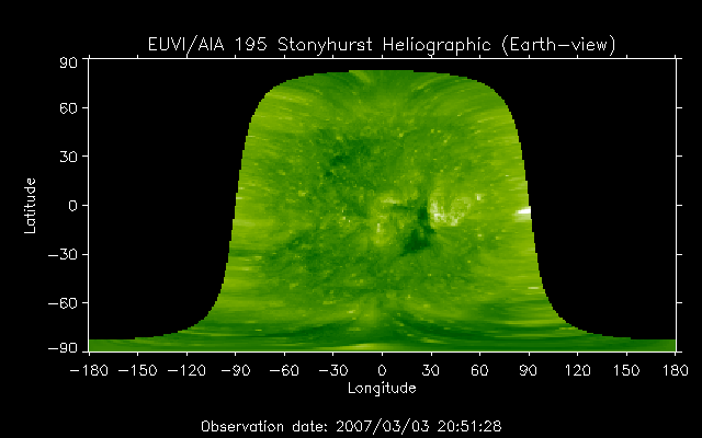 EUVI 195 heliographic map