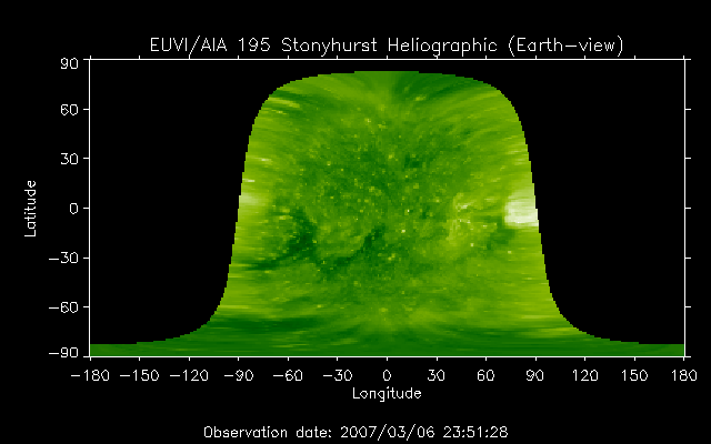 EUVI 195 heliographic map