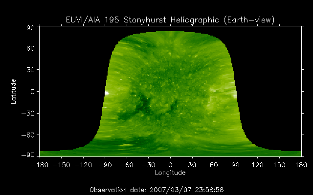EUVI 195 heliographic map