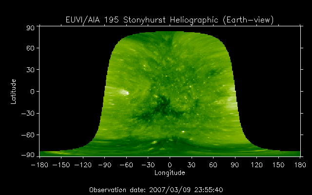 EUVI 195 heliographic map