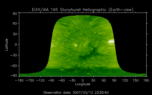 EUVI 195 heliographic map