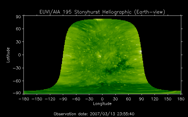 EUVI 195 heliographic map