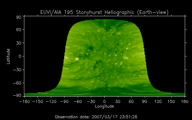 EUVI 195 heliographic map