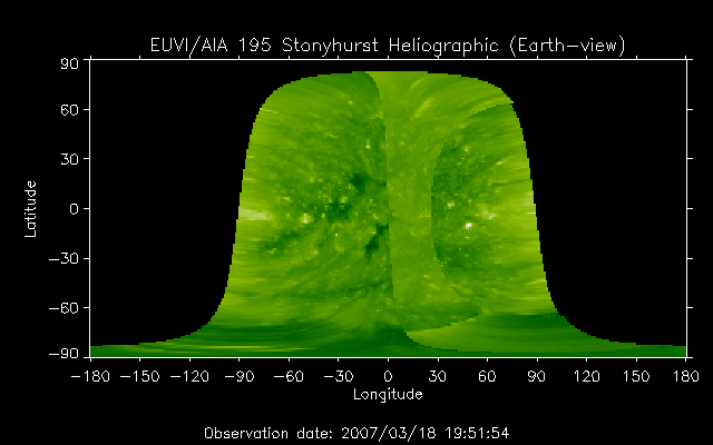 EUVI 195 heliographic map