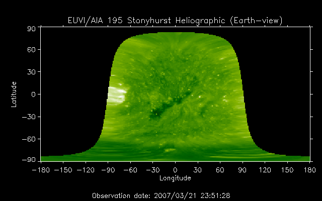EUVI 195 heliographic map