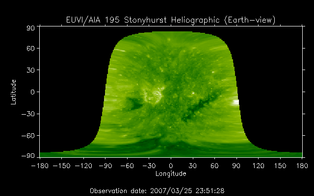 EUVI 195 heliographic map