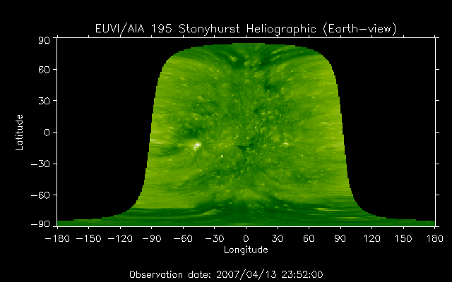 EUVI 195 heliographic map