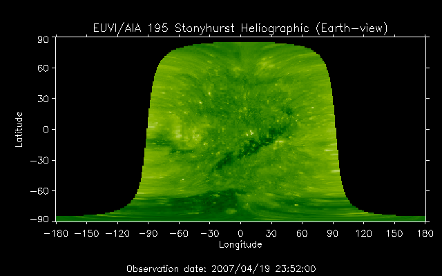 EUVI 195 heliographic map
