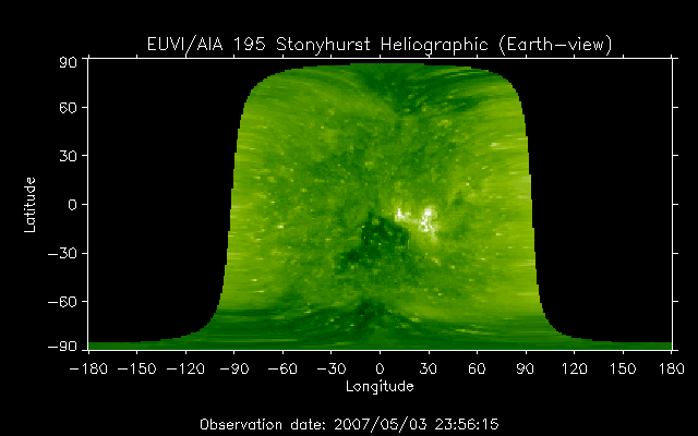 EUVI 195 heliographic map