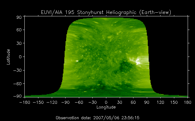 EUVI 195 heliographic map