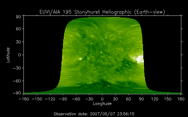 EUVI 195 heliographic map