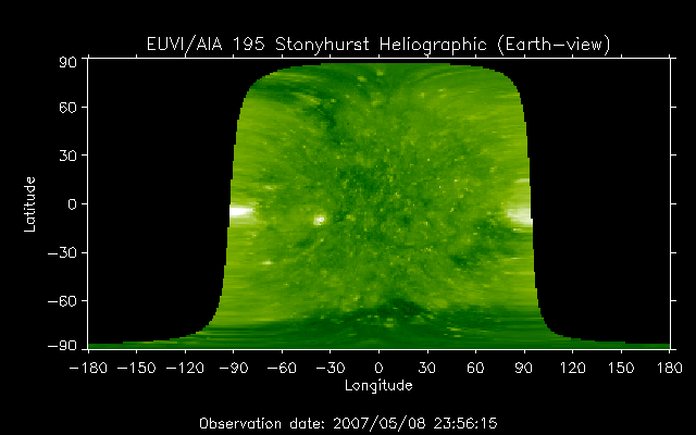 EUVI 195 heliographic map