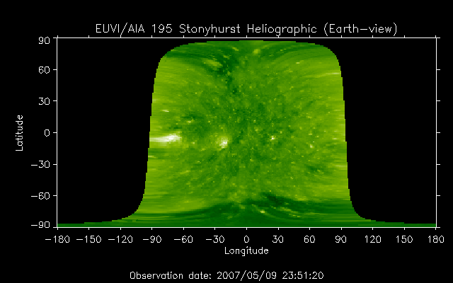 EUVI 195 heliographic map