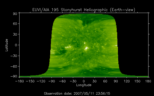 EUVI 195 heliographic map