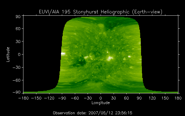 EUVI 195 heliographic map