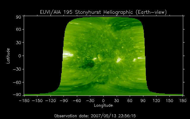 EUVI 195 heliographic map
